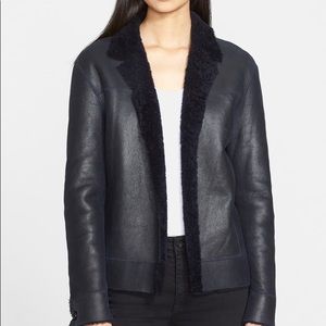 Helmet Lang Blue Genuine Shearling Jacket